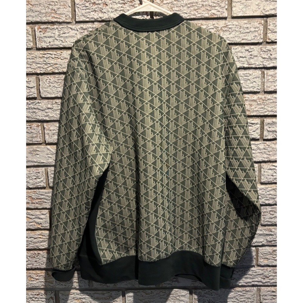 Lacoste Loose Fit Monogram Geometric Cardigan Green Grey Size 44 AF2430 - Picture 3 of 7